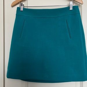 LOFT lined mini skirt teal green back zipper size 6 NWT